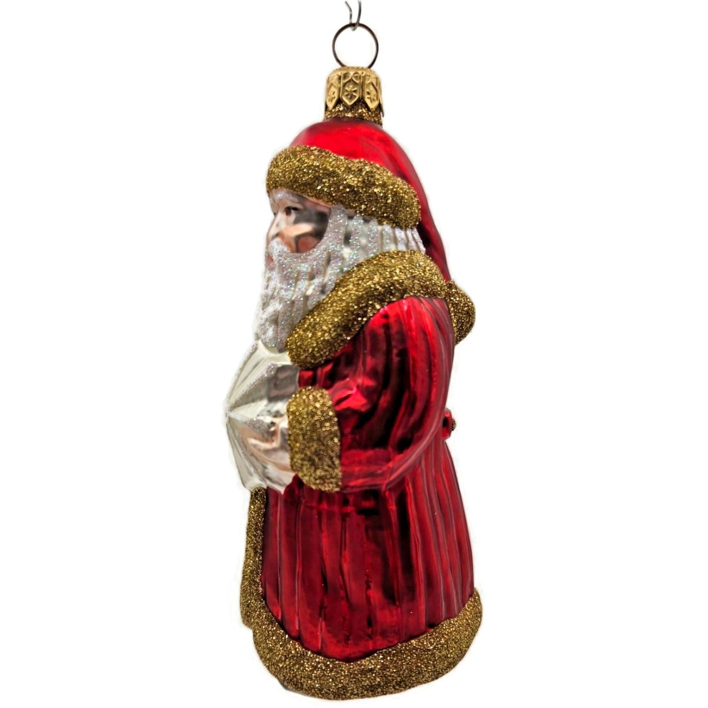 Patricia Breen Snowflake Santa Claus Red Gold Glittered Christmas Tree Ornament