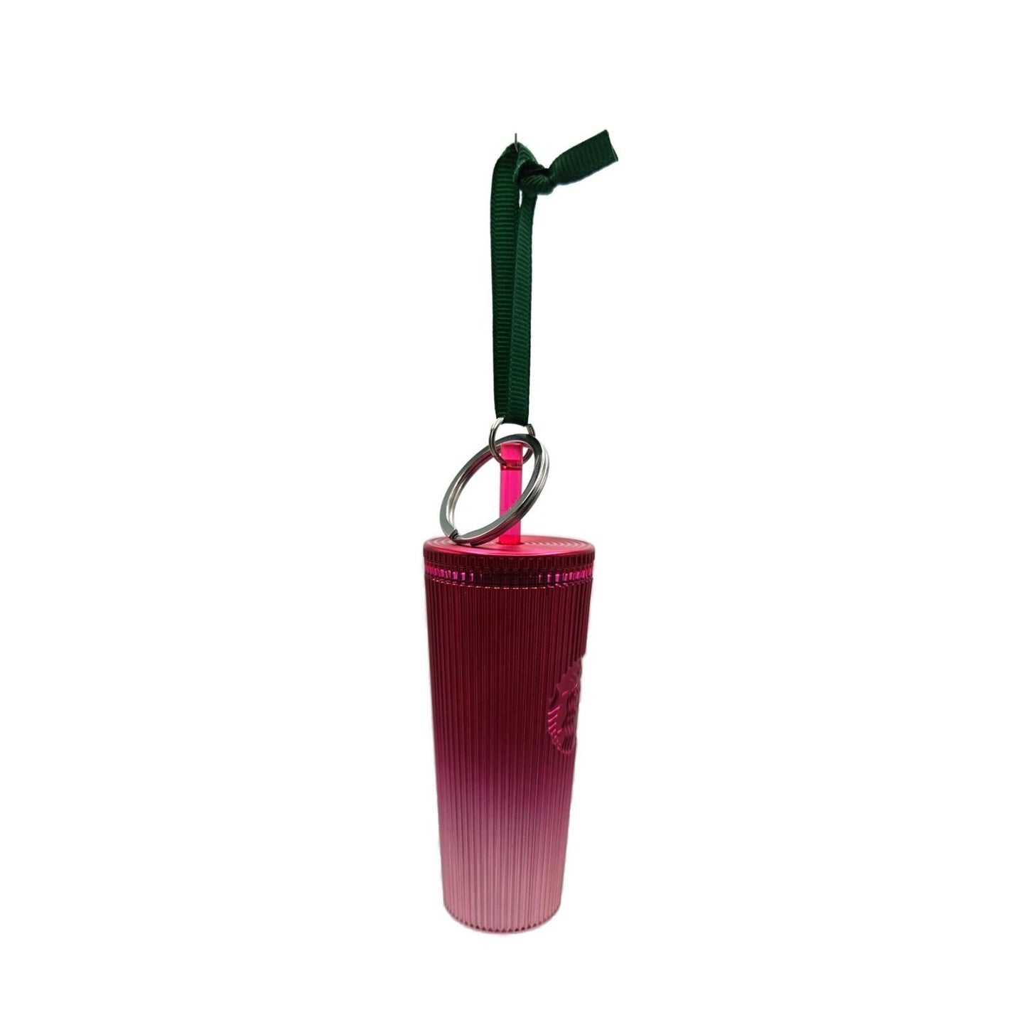 Starbucks Key Chain Ornament Ribbed Cold Cup Tumbler Ornament Pink Christmas