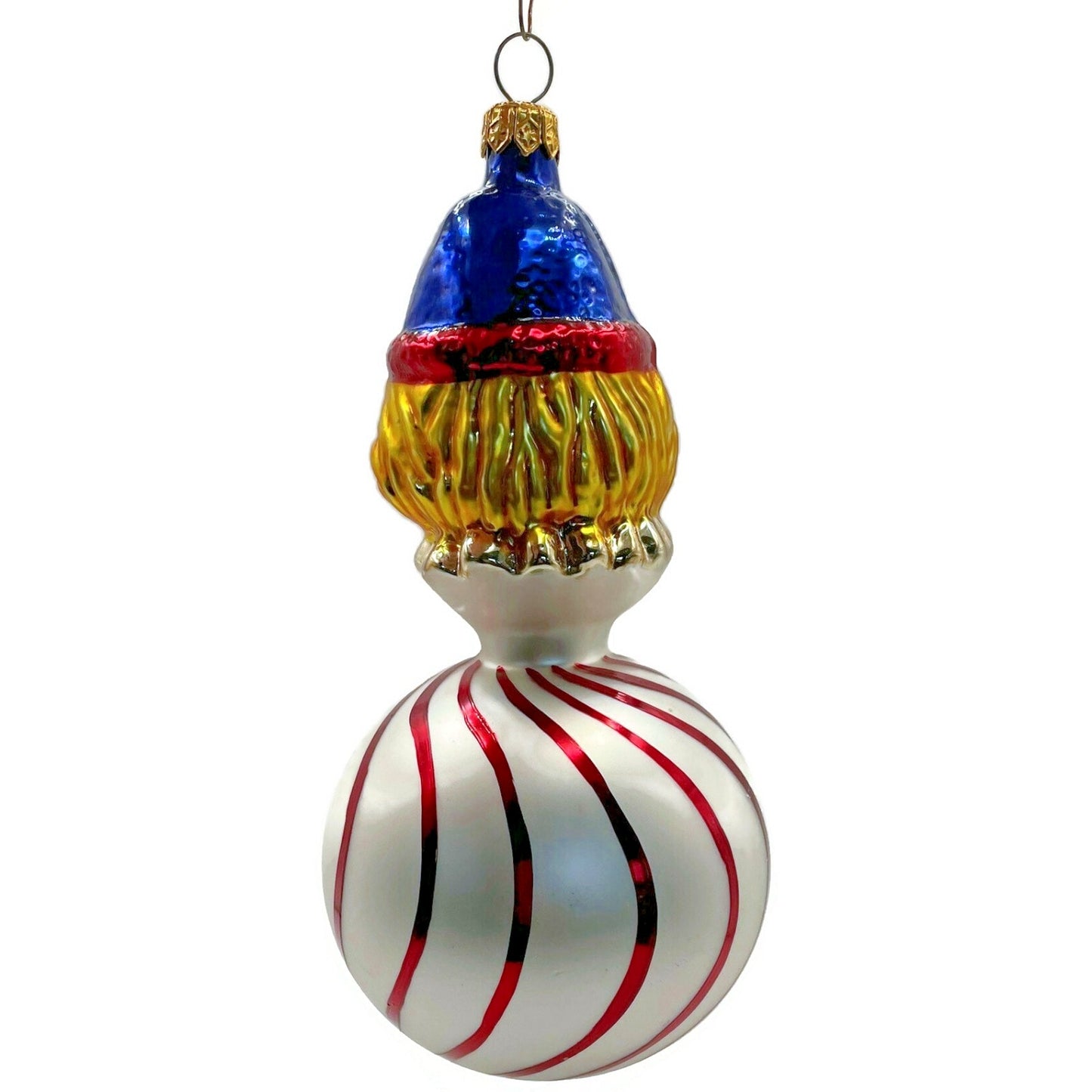 Christopher Radko Squiggles Stripe Reflector Clown Christmas Tree Decor Ornament