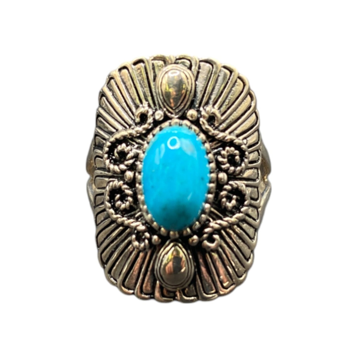 BBJ Ring Sleeping Beauty Turquoise Gemstone Oval 925 Sterling Silver Size 8