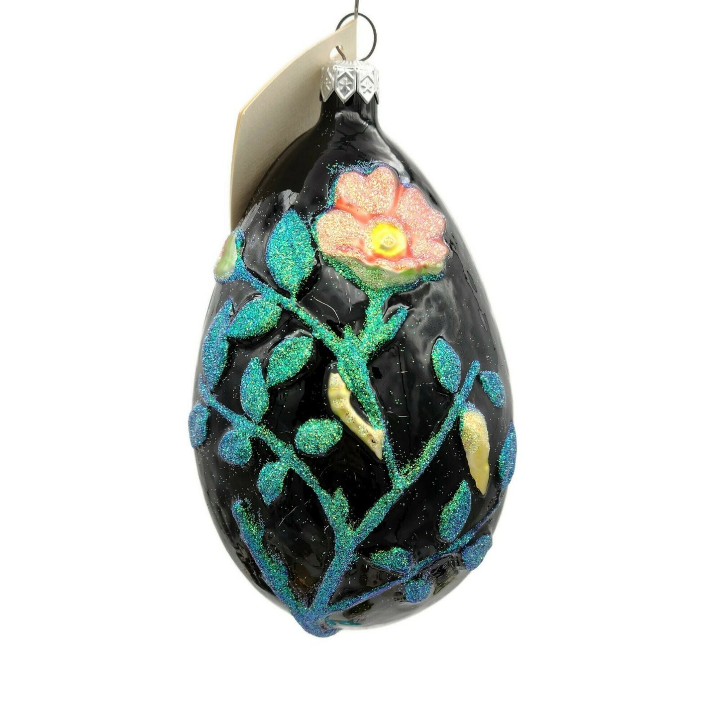 Patricia Breen Chrysalis Egg Black Floral Easter Holiday Tree Ornament Limited