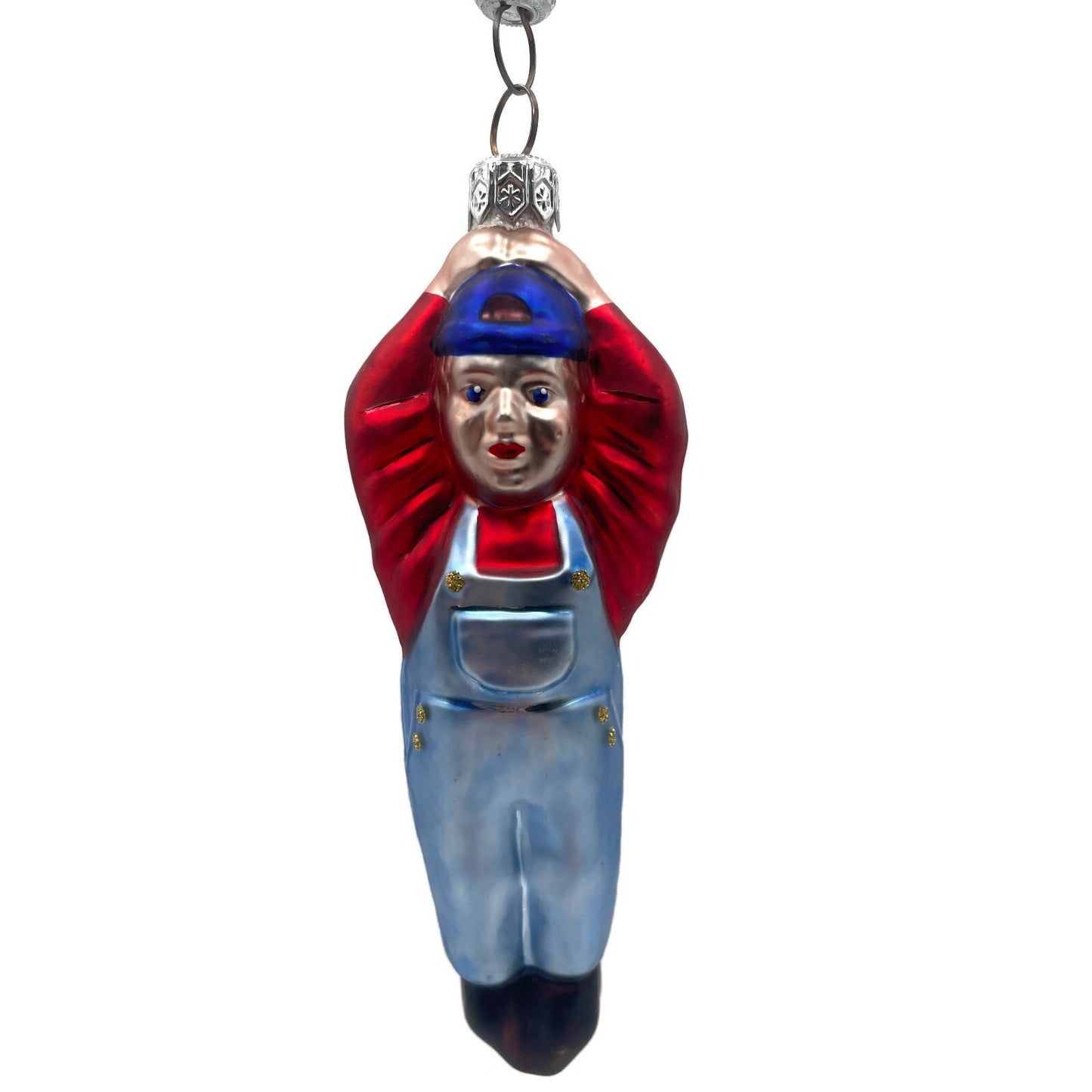 Patricia Breen Balloon Boy Light Blue Overalls Red Shirt Christmas Tree Ornament