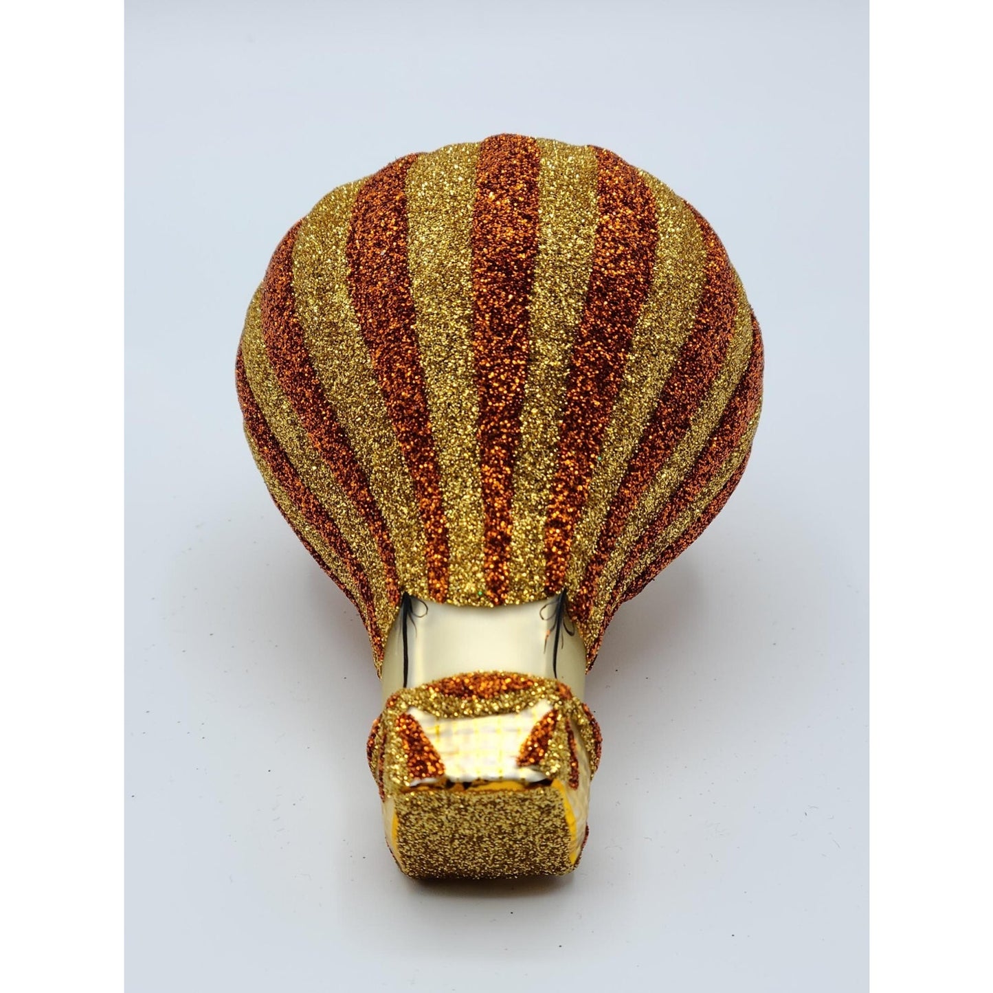 Patricia Breen Petite Balon Copper Gold Glittered Stripe Christmas Tree Ornament