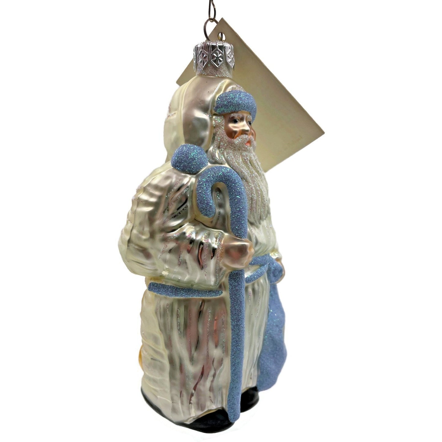 Patricia Breen Millennium Santa Claus Pearl Blue Two Sided Christmas Ornament