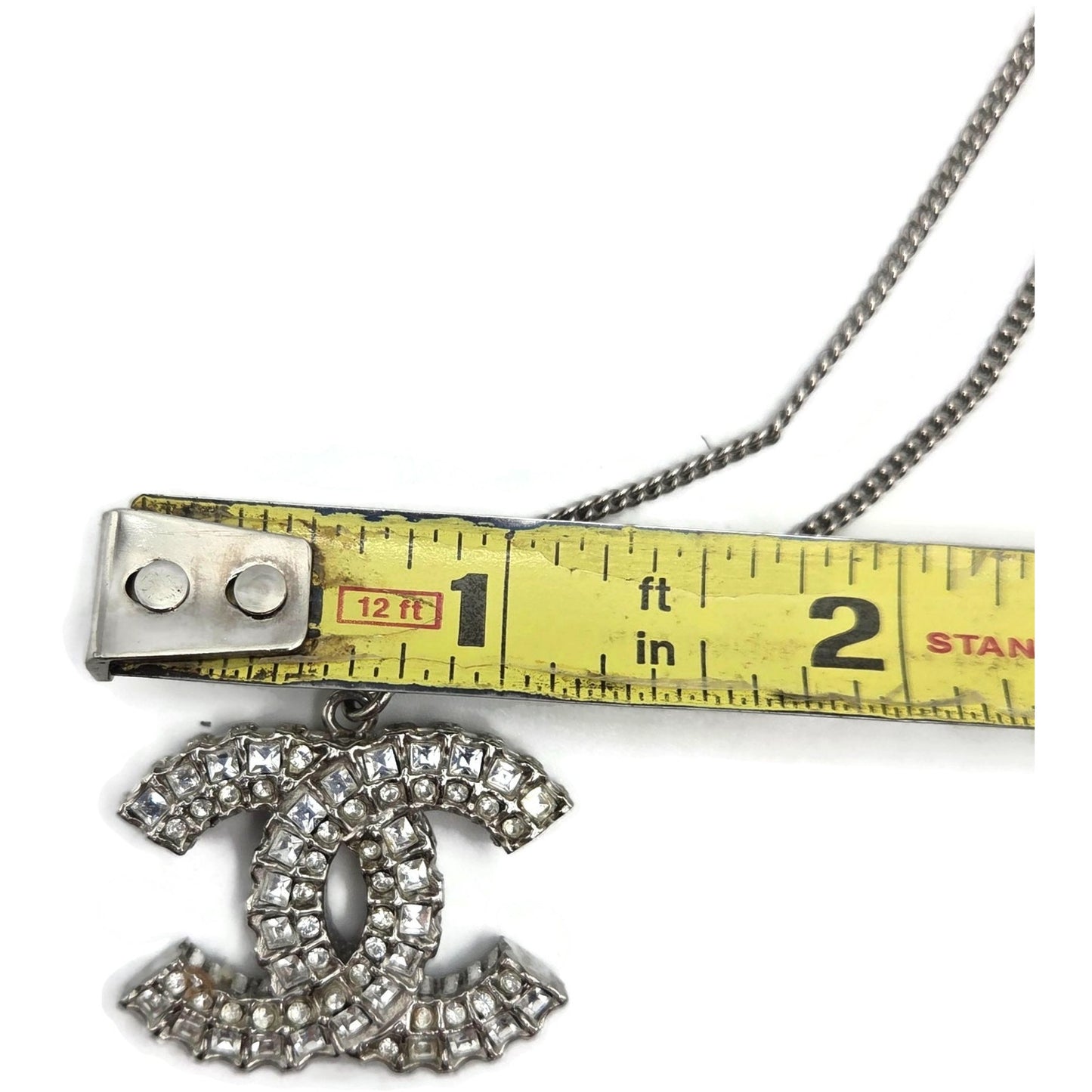 Chanel Crystal CC Logo Pendant Necklace Chanel France Vintage Fashion Jewelry