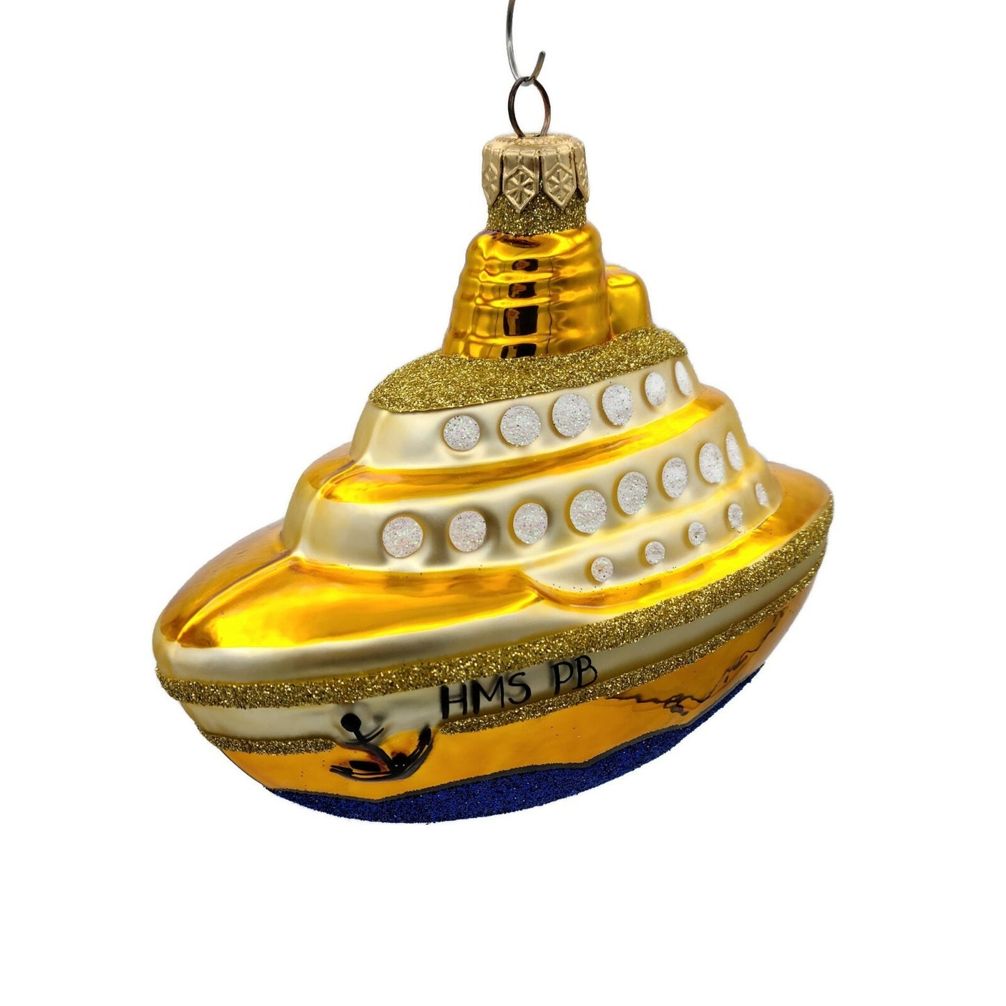 Patricia Breen HMS PB Gold Glittered Upper Deck Ship Boat Christmas Ornament