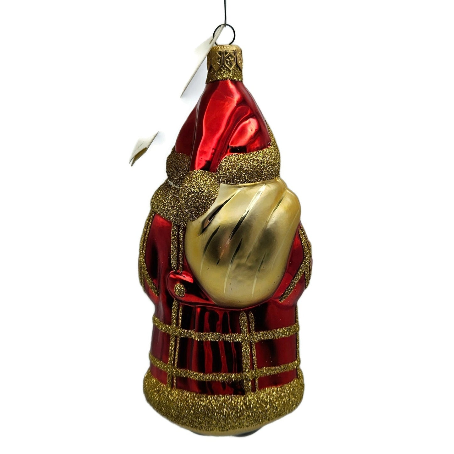 Patricia Breen Santa and Teddy Red Plaid Gold Christmas Holiday Tree Ornament