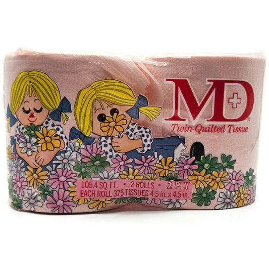 Vintage MD Toilet Paper Pink Twin Quilted Bathroom Tissue 2 Rolls 2 Ply NEW