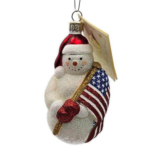 Patricia Breen Miniature Bunker Hill Snowman American Flag Patriotic Ornament