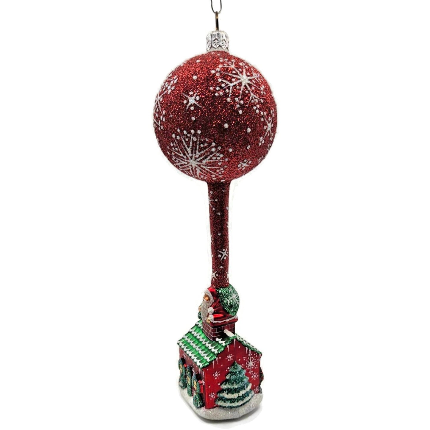 Patricia Breen Hes Here Red Santa Claus Snowflakes House Christmas Tree Ornament