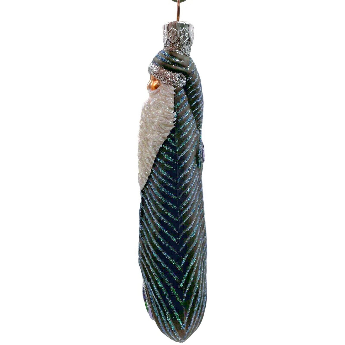 Patricia Breen Peacock Icicle Black Green Santa Claus Christmas Tree Ornament