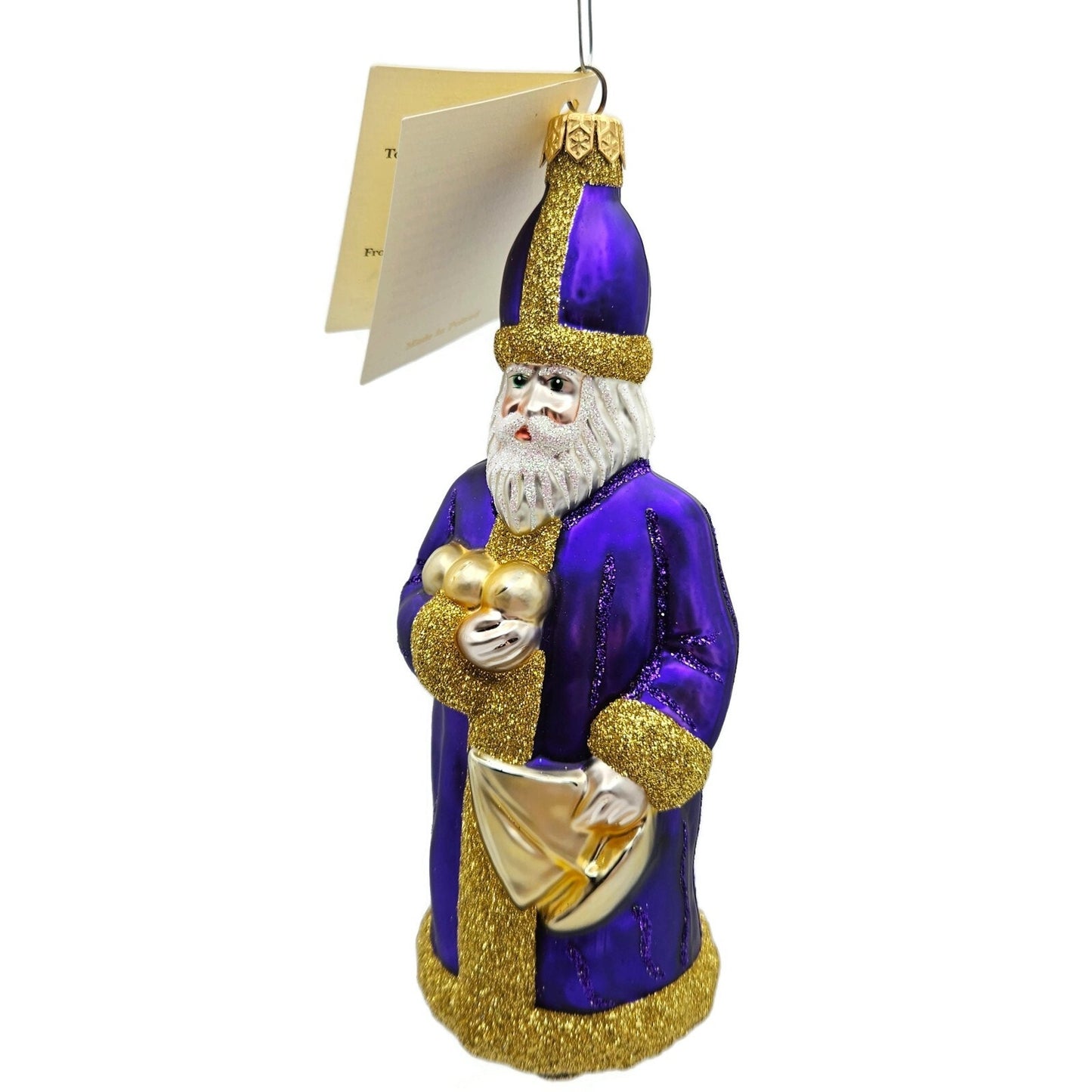 Patricia Breen Saint Nicholas Purple Glittered Folds of Coat Christmas Ornament