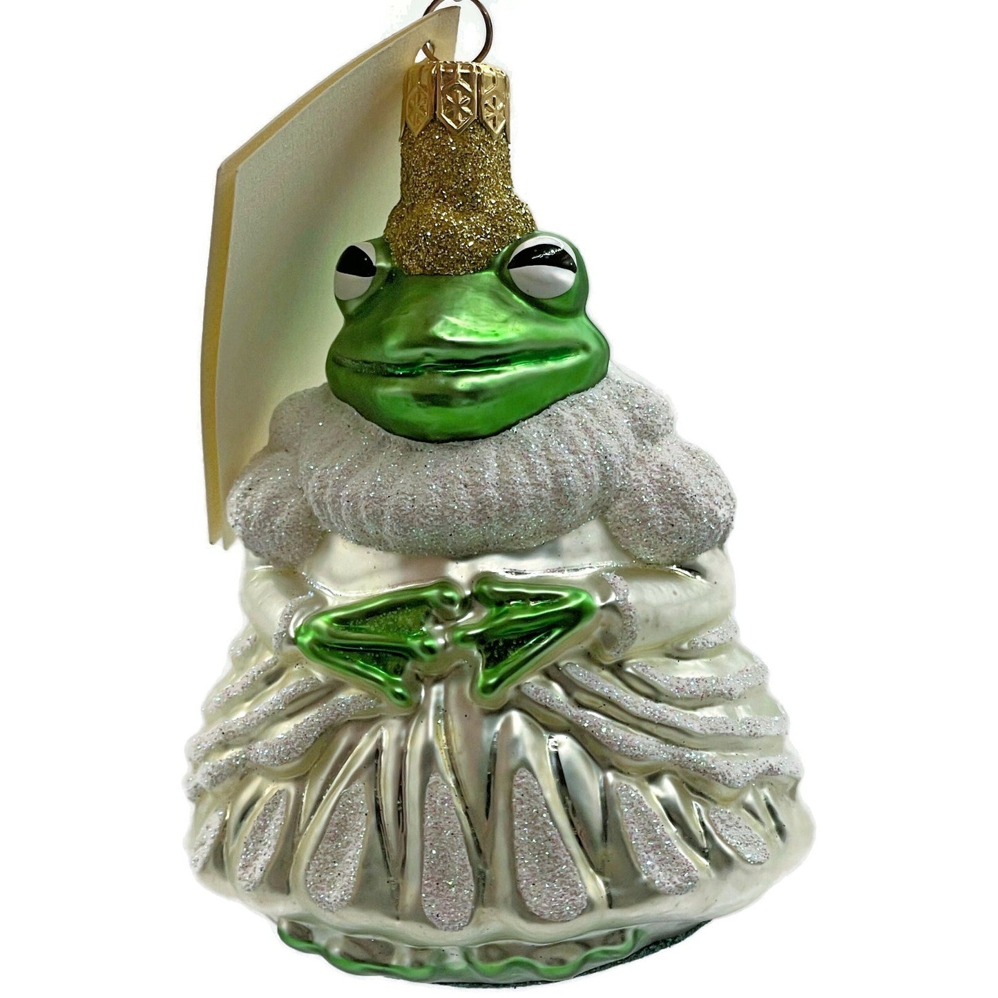 Patricia Breen Frog Queen White Glittered Gown Spring Christmas Tree Ornament