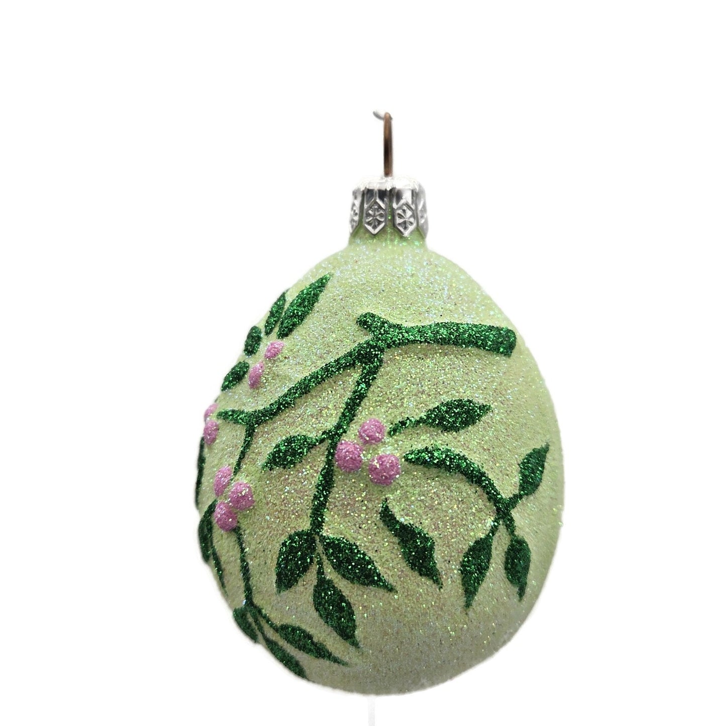 Patricia Breen Mistletoe Egg Light Green Heart Christmas Holiday Tree Ornament
