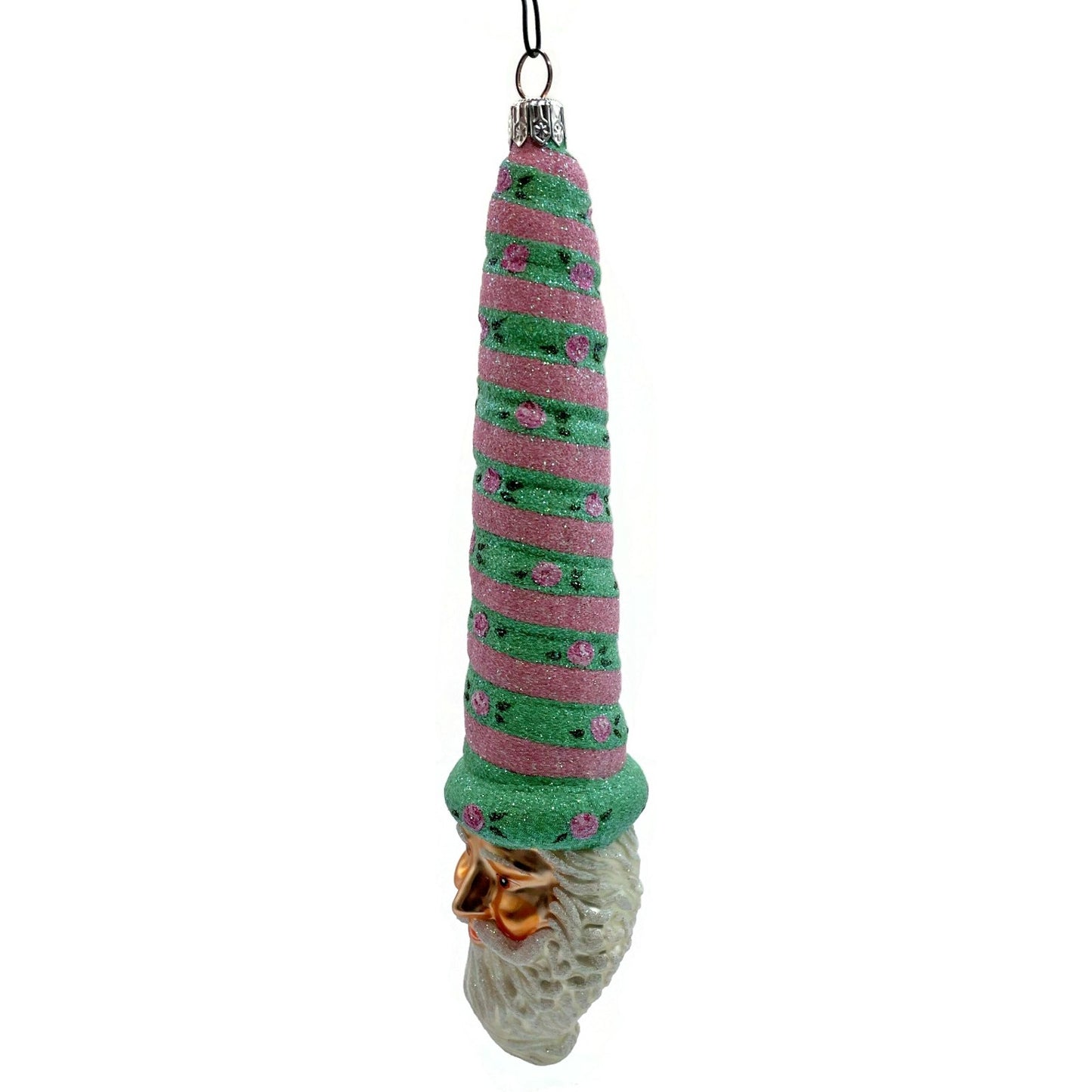 Patricia Breen Ornament Sucre Santa Pink Green Roses Spring Christmas Tree Decor