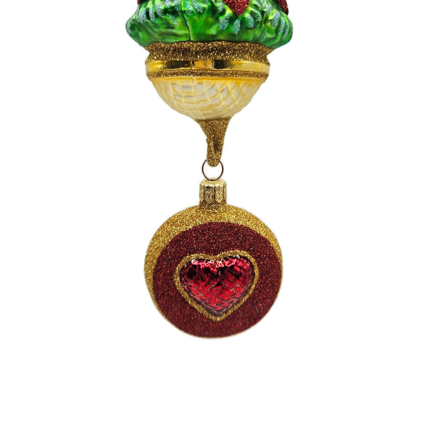 Patricia Breen Five Golden Rings Red Glittered Medallion Christmas Tree Ornament