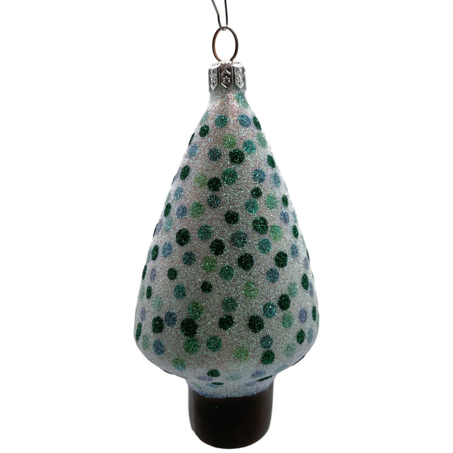 Patricia Breen Georges Tree Pearl Green Polka Dots Glittered Christmas Ornament