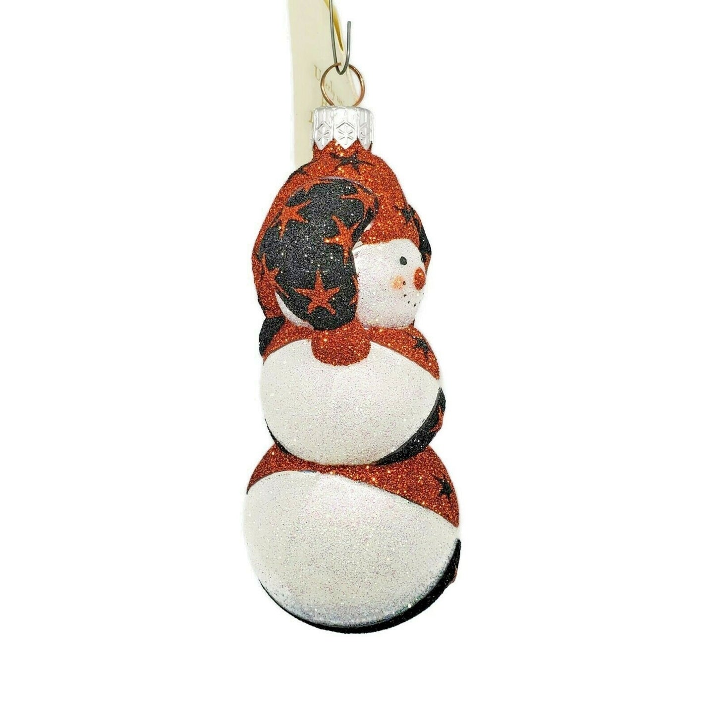Patricia Breen Halloween Harlequin Snowman Orange Black Holiday Ornament