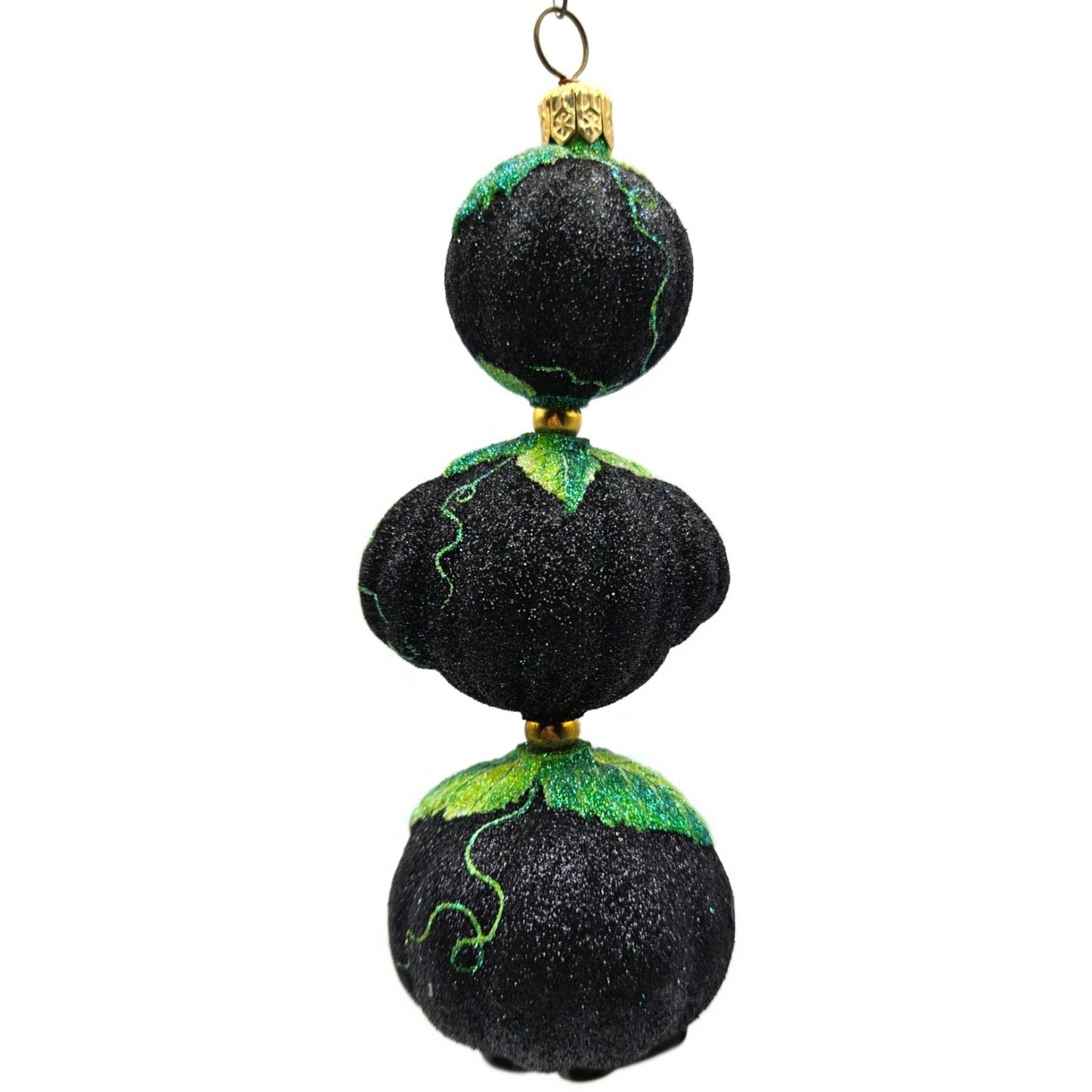 Patricia Breen Kinetic Pumpkinman Black Halloween Christmas Glittered Ornament