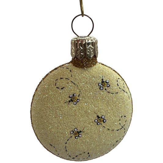 Patricia Breen Bee Medallion Glittered PBD Yellow Spring Christmas Tree Ornament