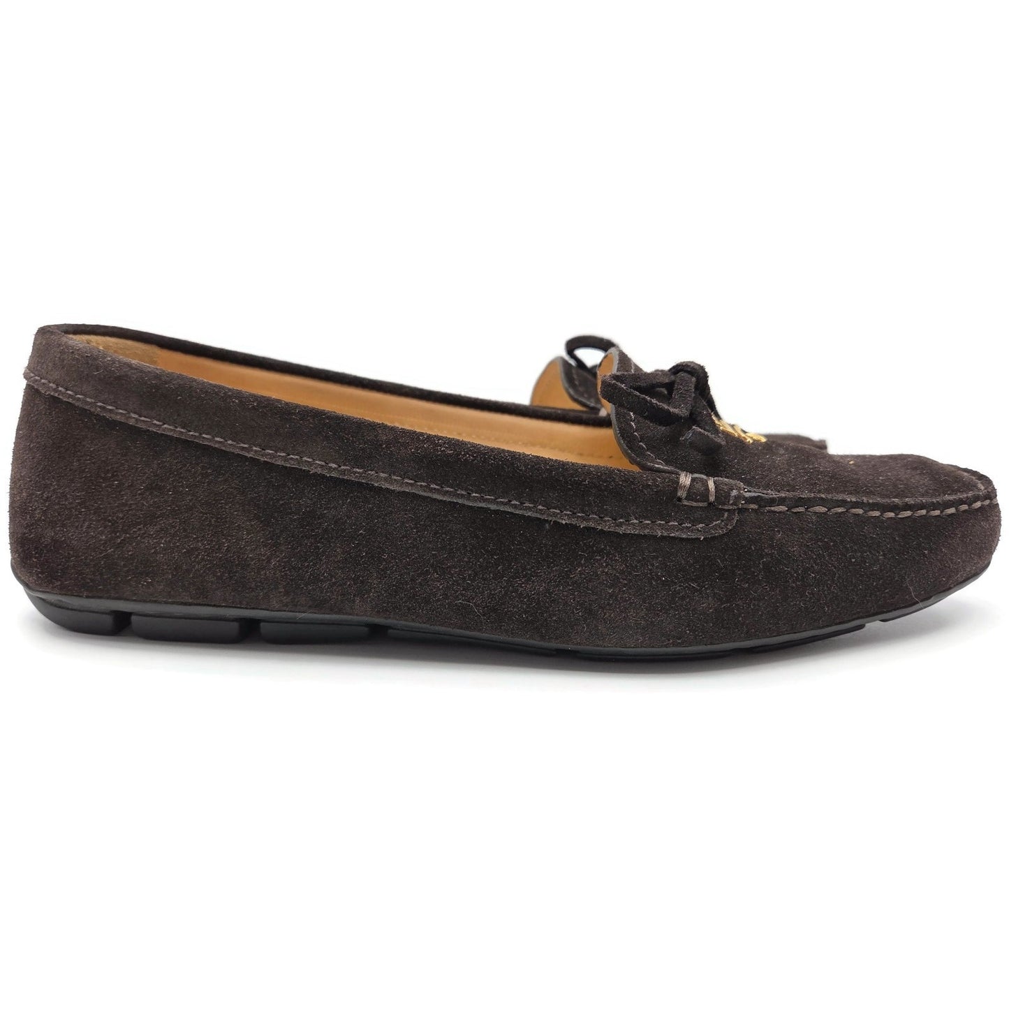Prada Women’s Loafers Ebano Brown Suede Scamosciato Driving Shoes Itialian