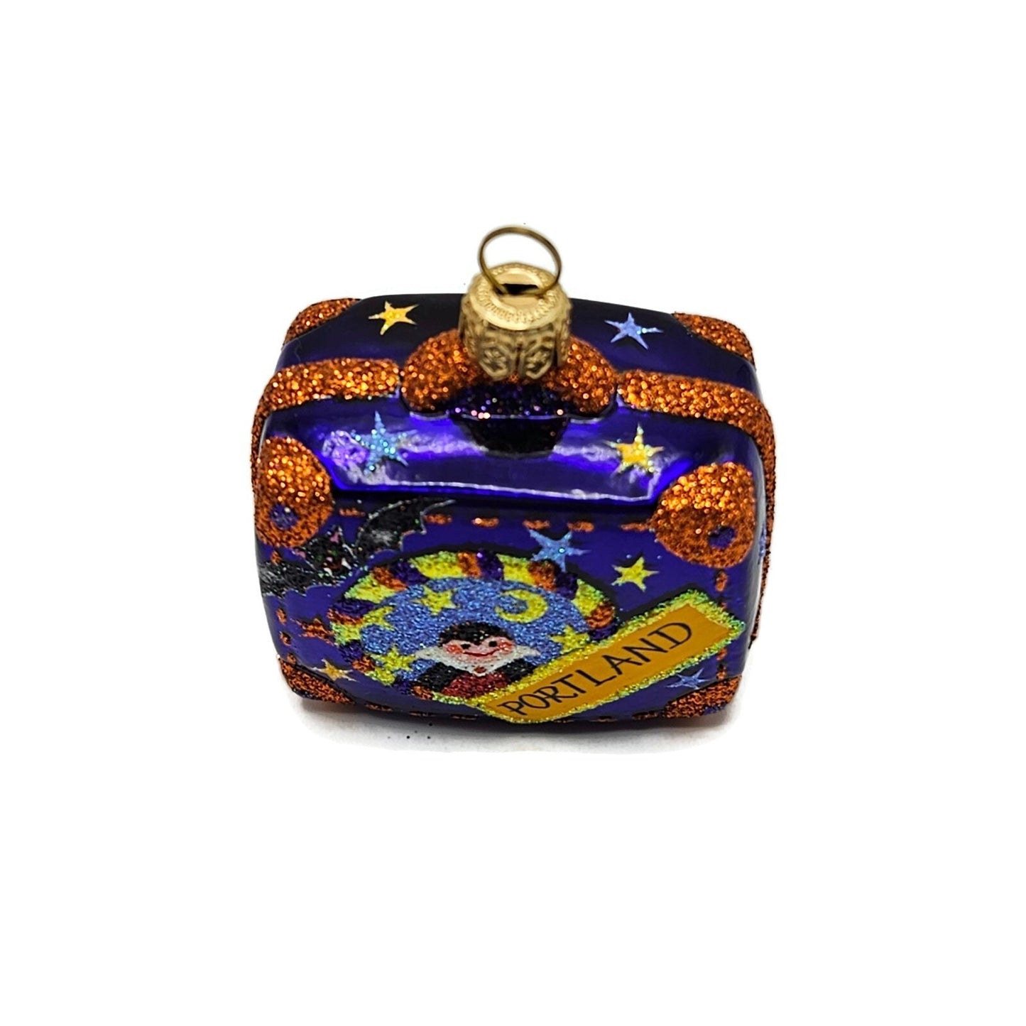 Patricia Breen Miniature Valise Halloween Purple Bats Christmas Tree Ornament