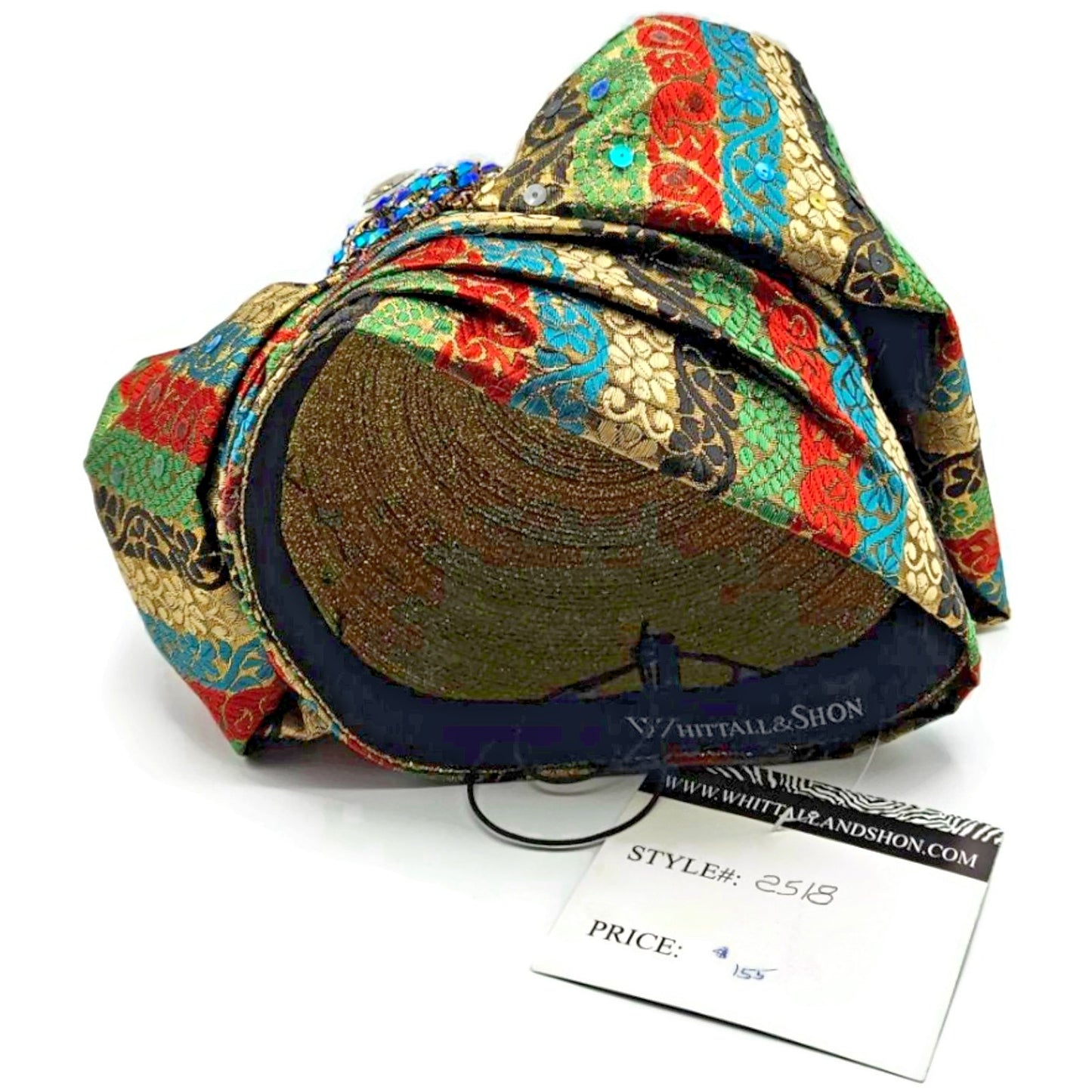 Whittall And Shon Womens Multicolor 2518 Ababa Draped Turban with Jewel Brooch