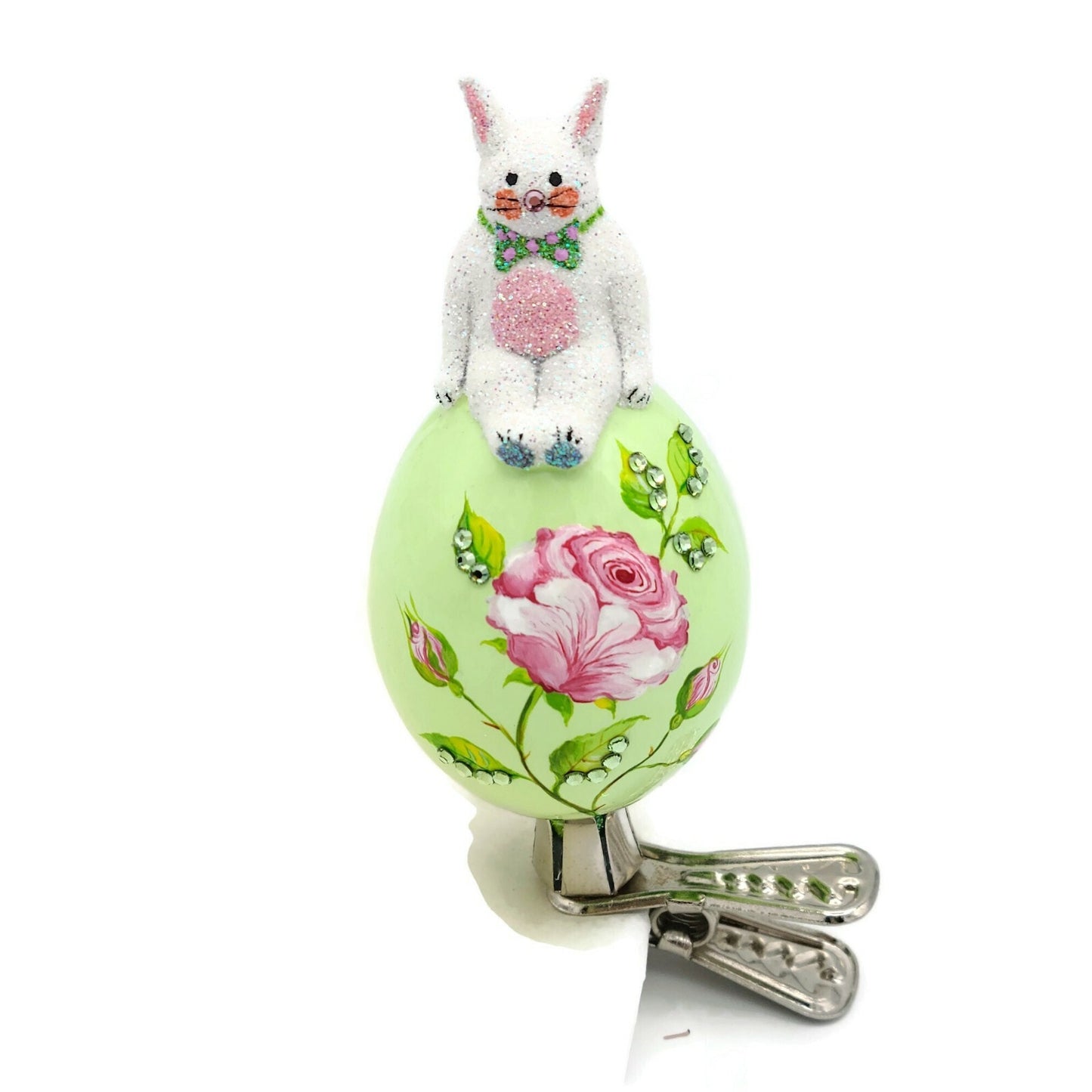 Patricia Breen Sitting Pretty Roses Easter Egg Bunny Boy Holiday Clip Ornament