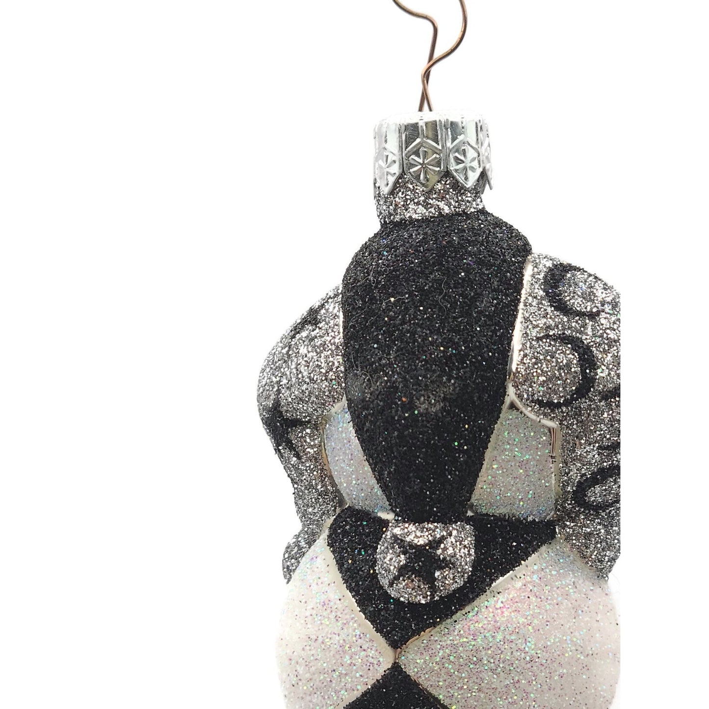 Patricia Breen Harlequin Snowman Black Silver Moons Christmas Tree Ornament