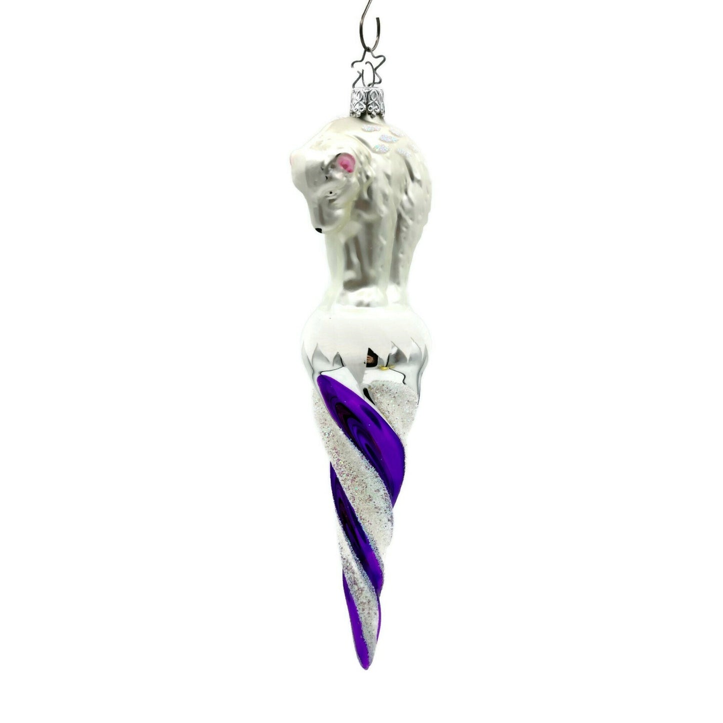 Inge Glass Ornament Polar Bear Icicle Old World Christmas Purple CATZ Exclusive