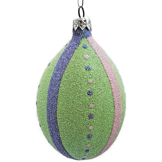 Patricia Breen Easter Egg Green Thin Stripe Easter Christmas Tree Ornament