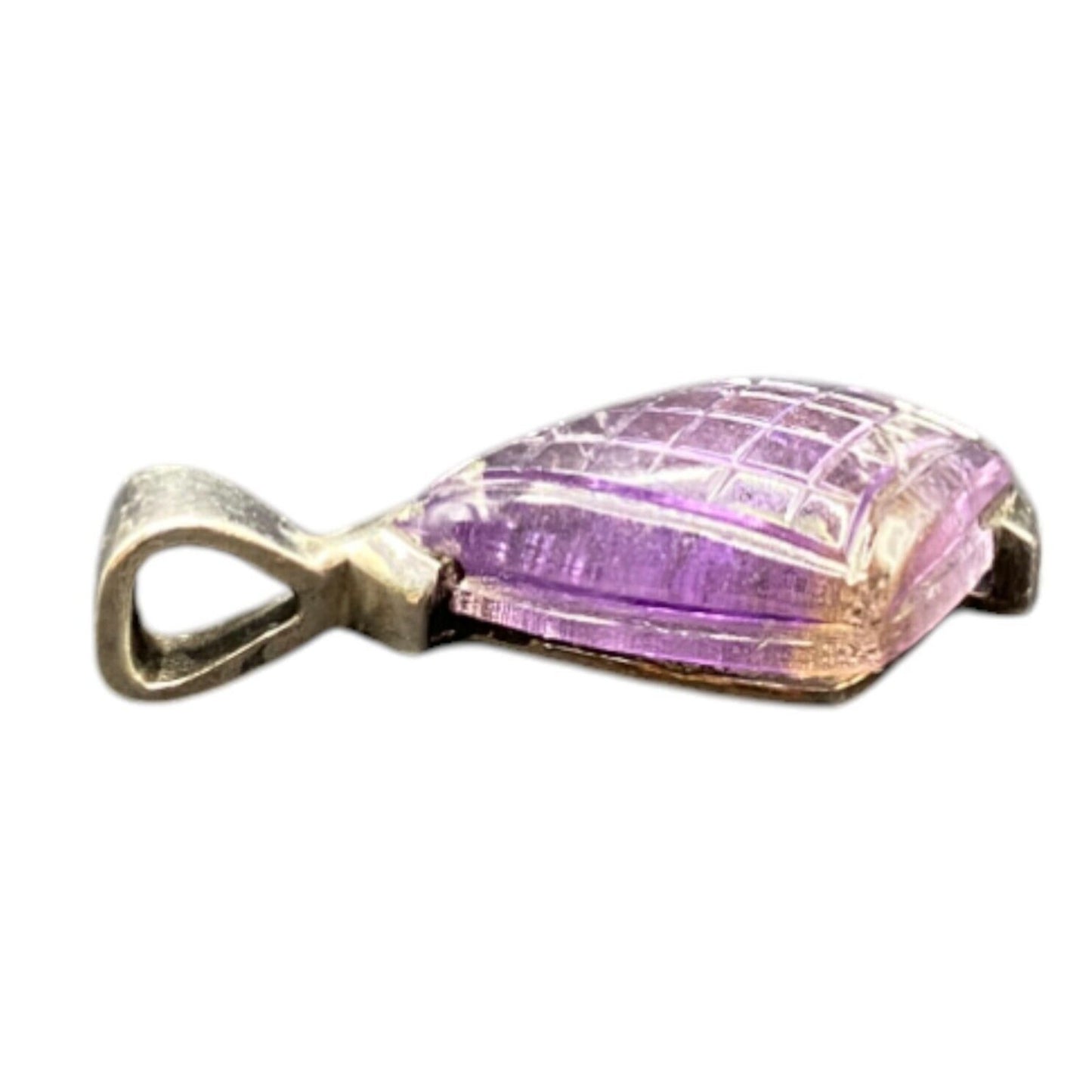 Amethyst Pyramid Shaped Pendant Purple Gemstone 925 Sterling Silver GE Stamped