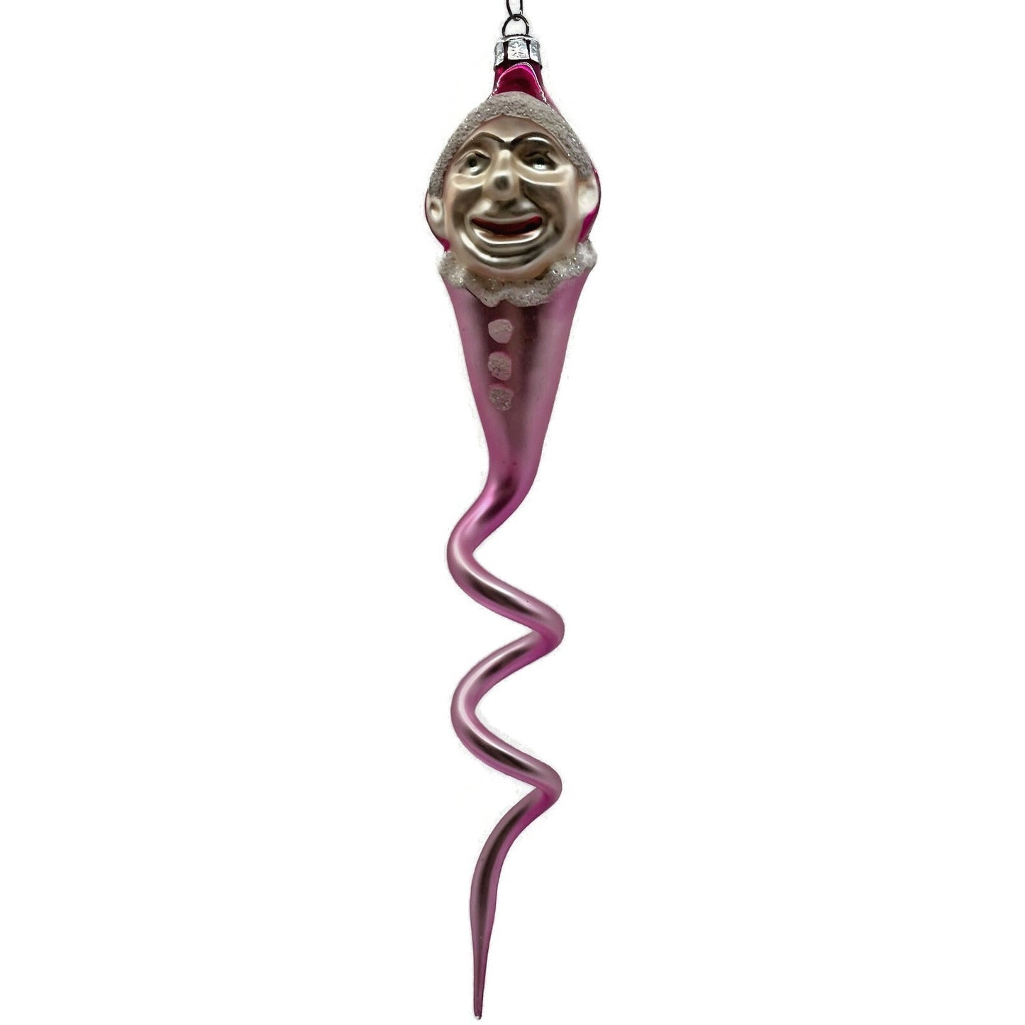 Christopher Radko Ornament Clown Snake Hot Pink Jester Spiral Twist Christmas