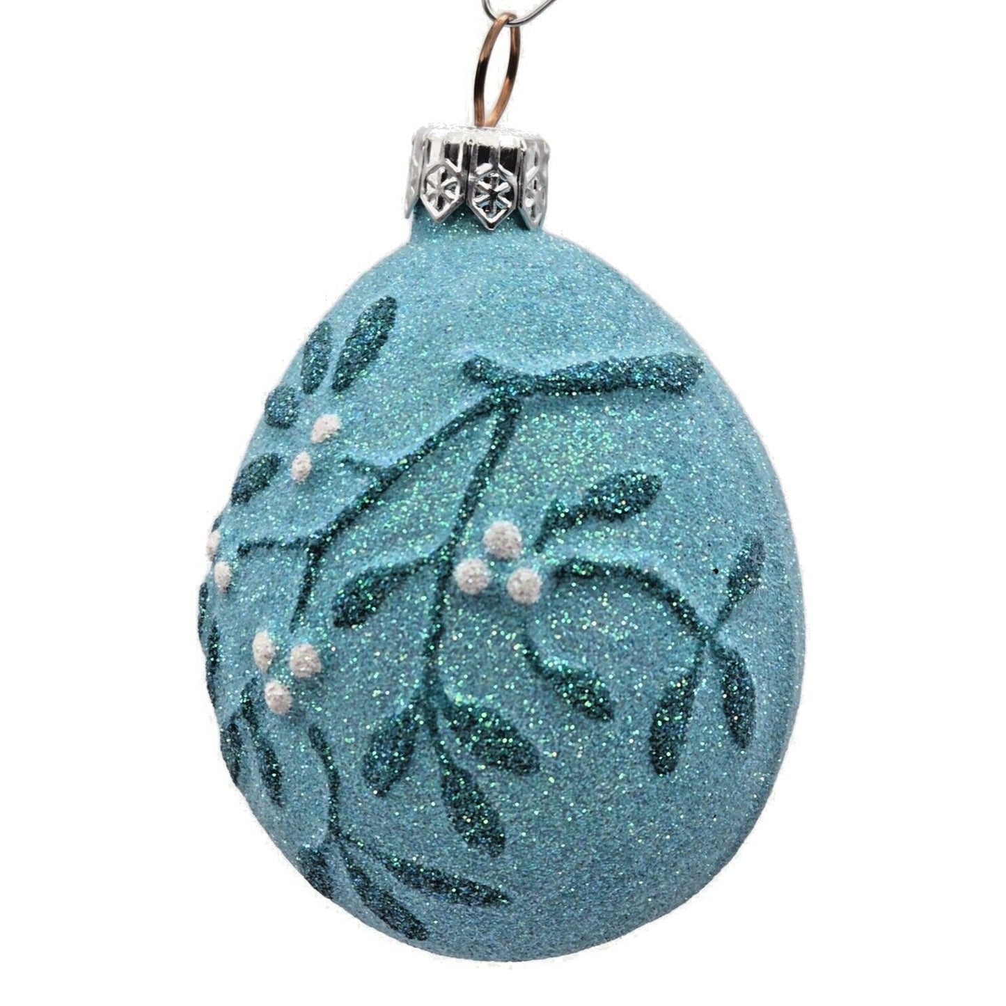 Patricia Breen Mistletoe Egg Turquoise Pink Heart Christmas Holiday Ornament