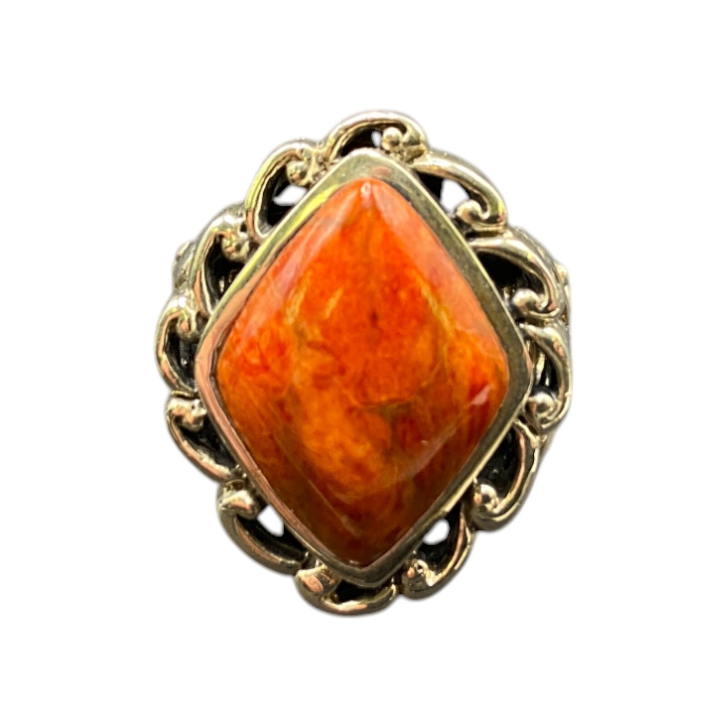 Orange Jasper Ring Gemstone 925 Sterling Silver Cocktail NK Thailand Size 8