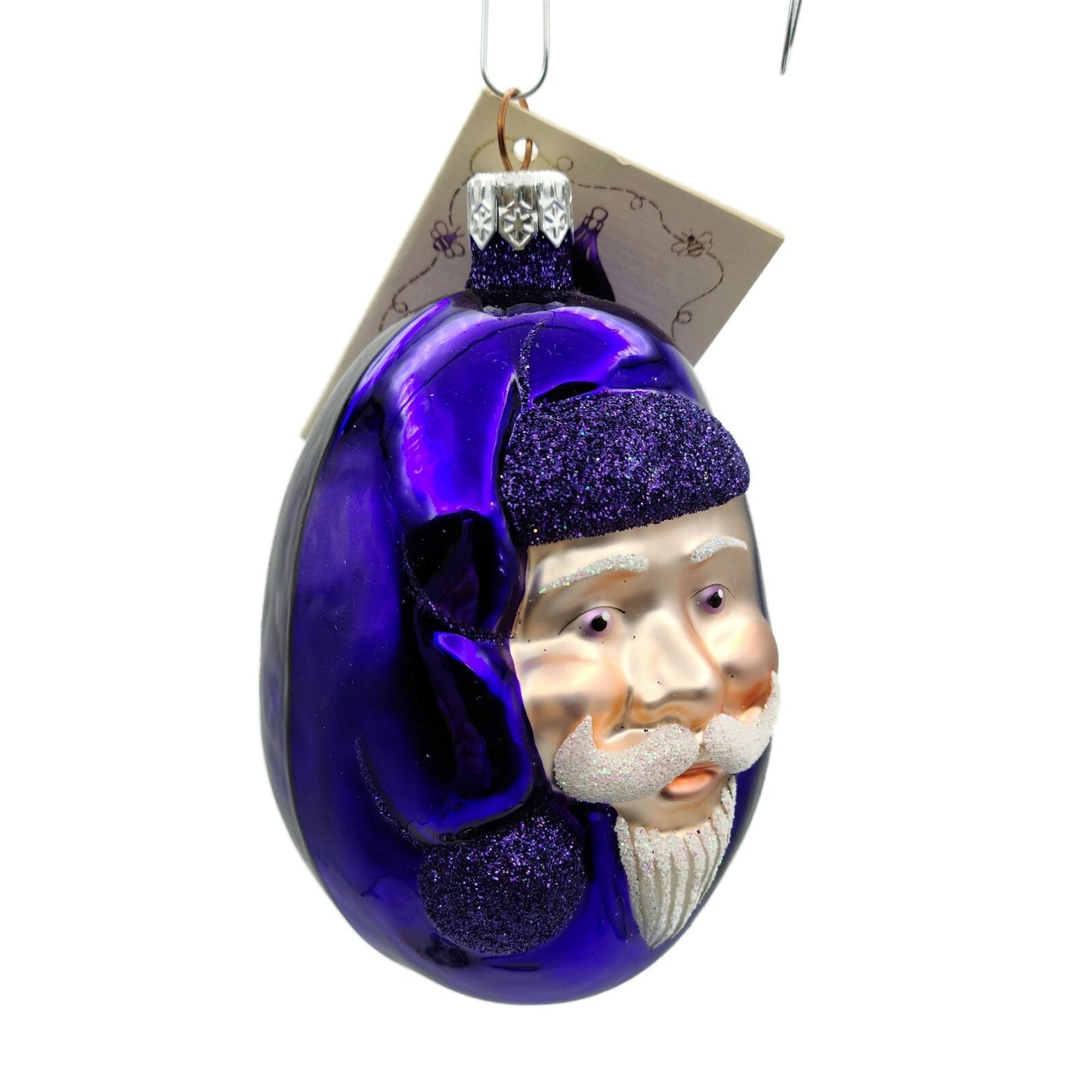 Patricia Breen Jelly Bean Santa Claus Purple Shiny Christmas Tree Ornament