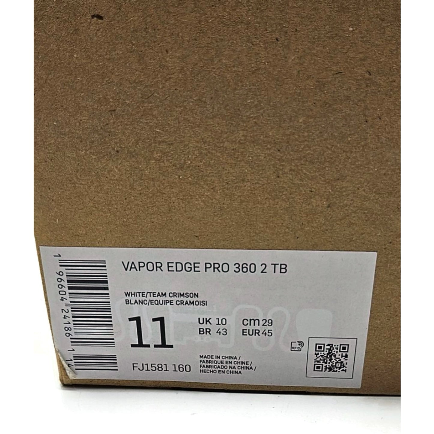 Nike Vapor Edge Pro 360 2 TB Cleats White Team Crimson Mens Size 11 NWB