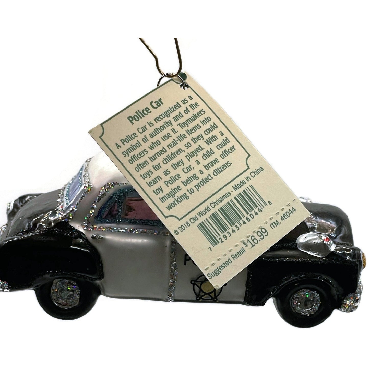 Police Car Ornament OWC Black White Old World Christmas Holiday Tree Decoration