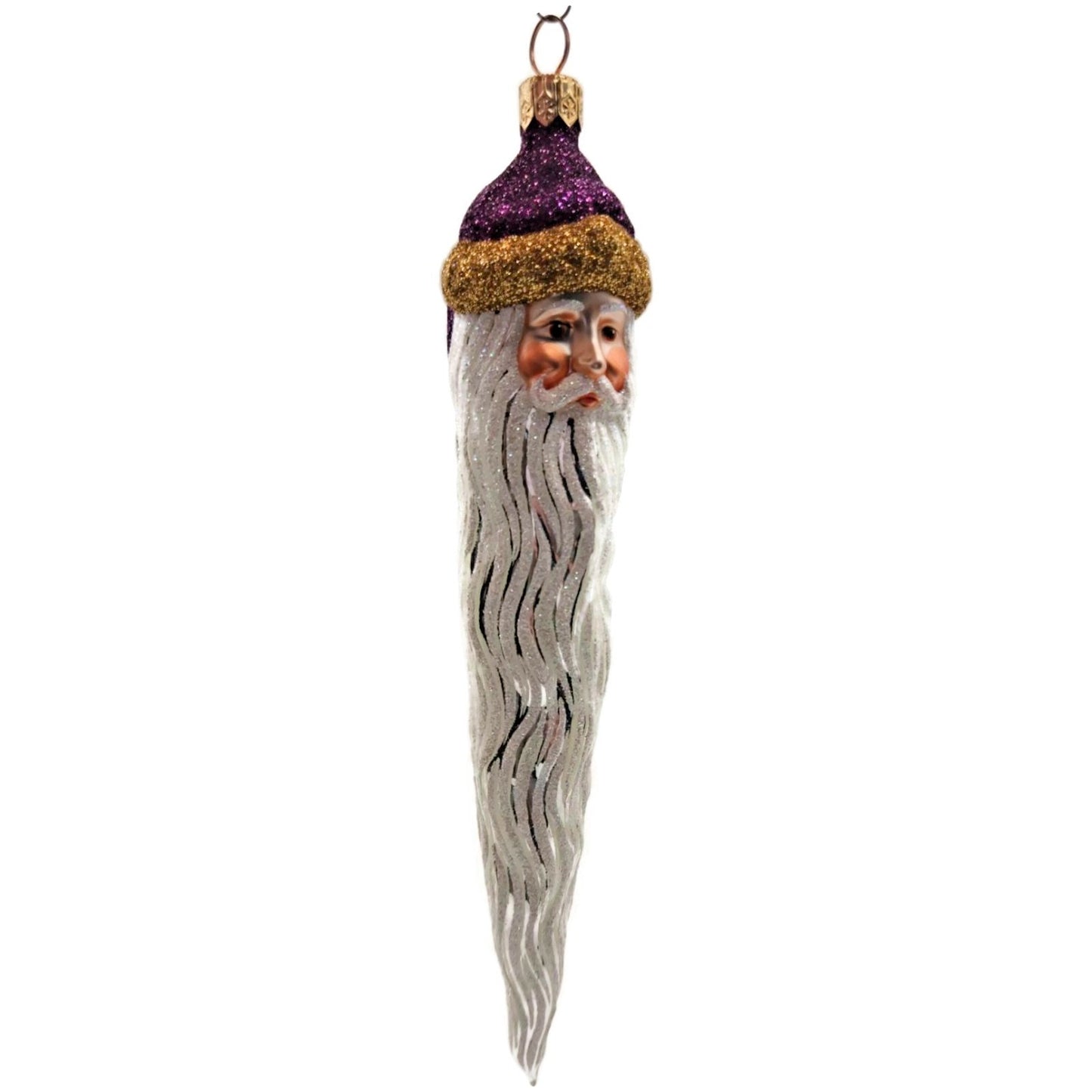 Patricia Breen Santa Icicle Beard Fuchsia Gold Hat Glittered Christmas Ornament