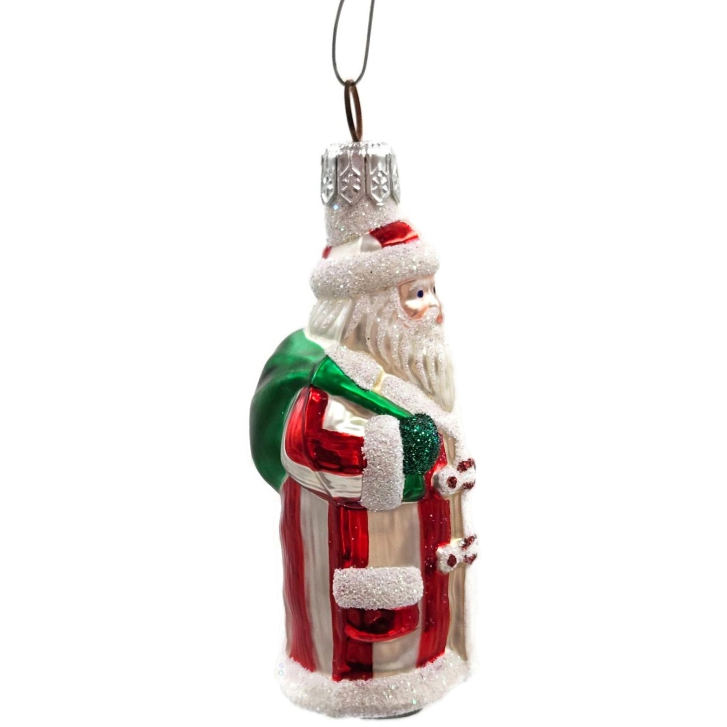 Patricia Breen Miniature Striped Santa Claus Red White Christmas Tree Ornament