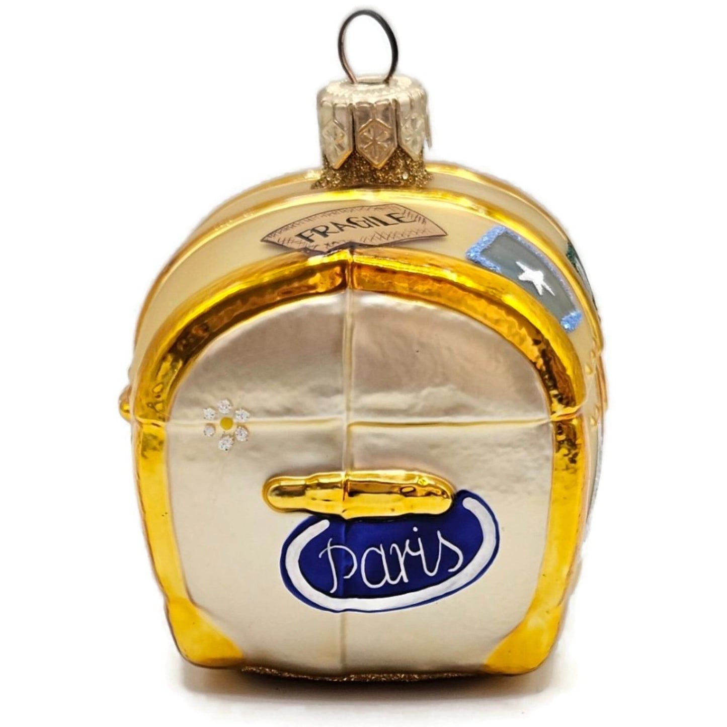 Patricia Breen Bon Voyage Gold Georgia Green Travel Trunk Christmas Ornament