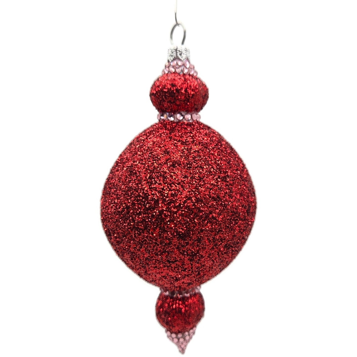 Patricia Breen Le Fleuron Poinsettia Chameleon Red Glittered Christmas Ornament