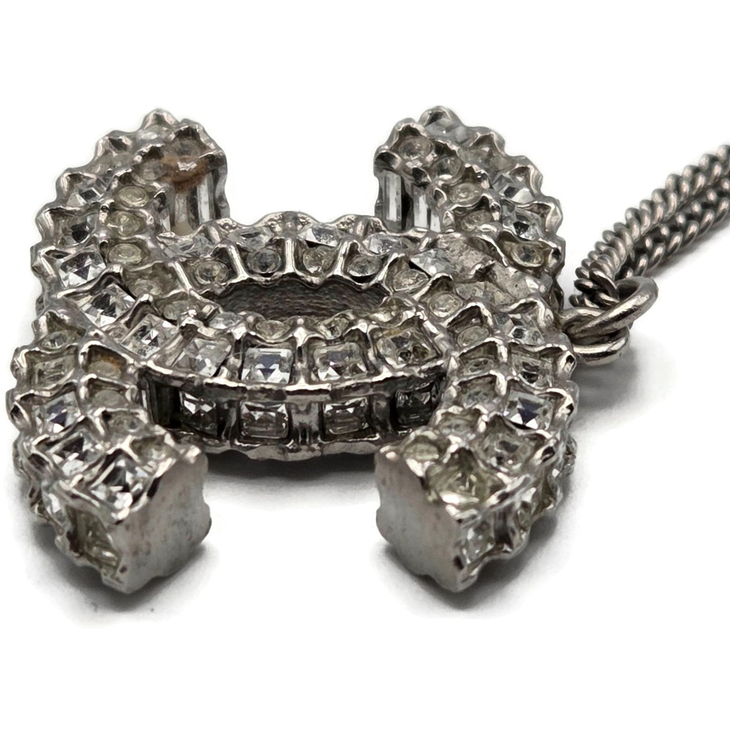 Chanel Crystal CC Logo Pendant Necklace Chanel France Vintage Fashion Jewelry