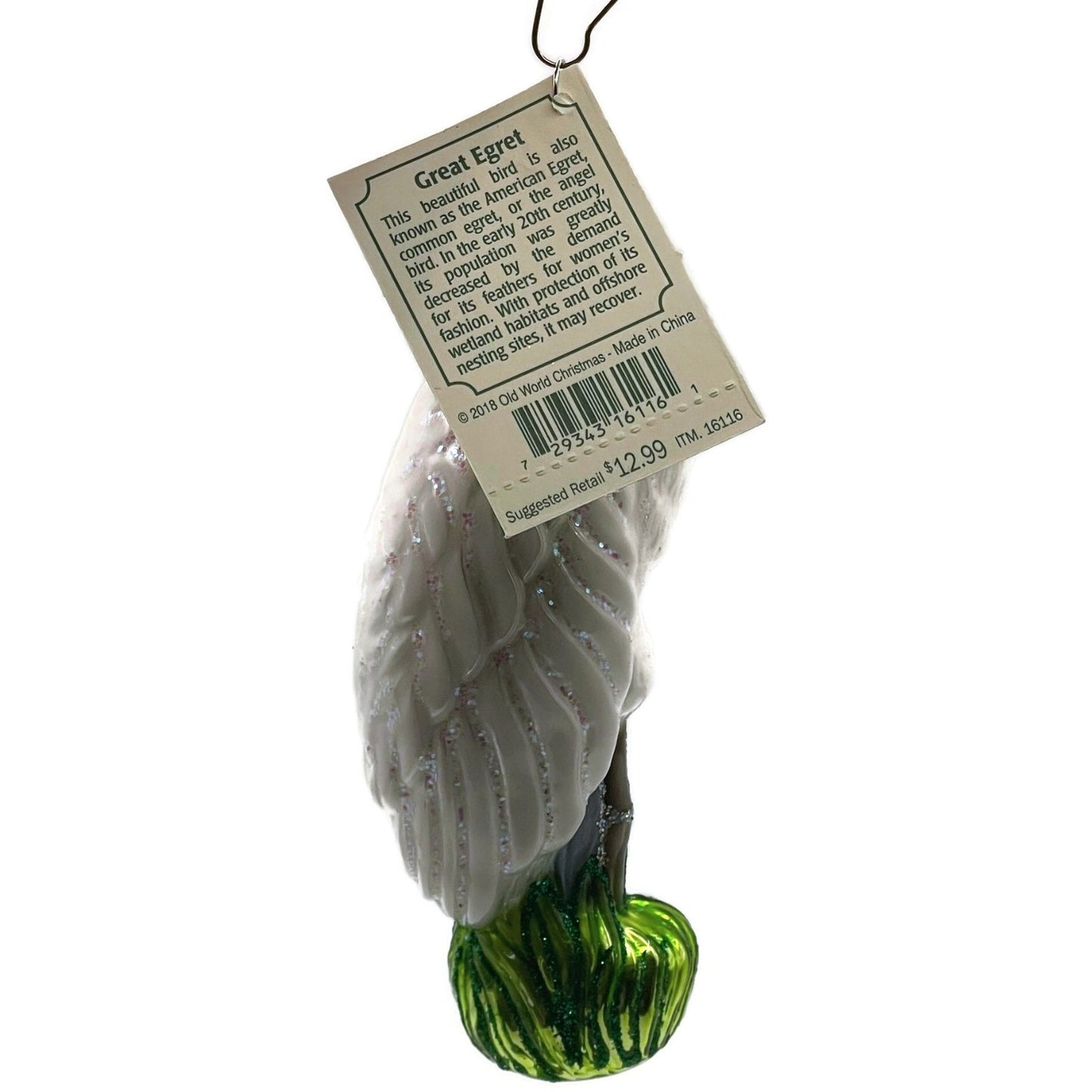 OWC Great American Egret Ornament Bird Old World Christmas Holiday Tree Decor