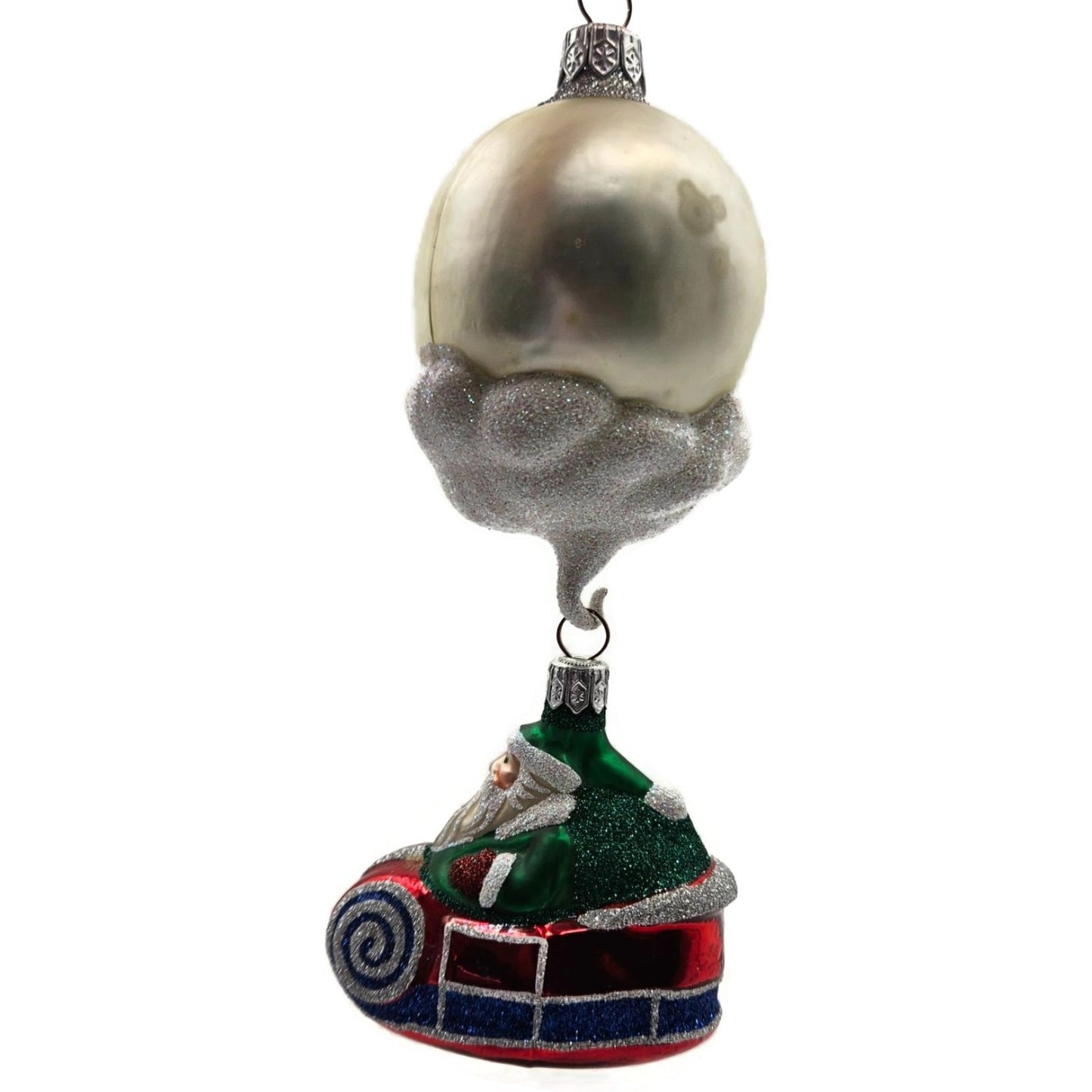 Patricia Breen Ornament Night Flight Santa Red Sleigh Pearl Moon Christmas Decor
