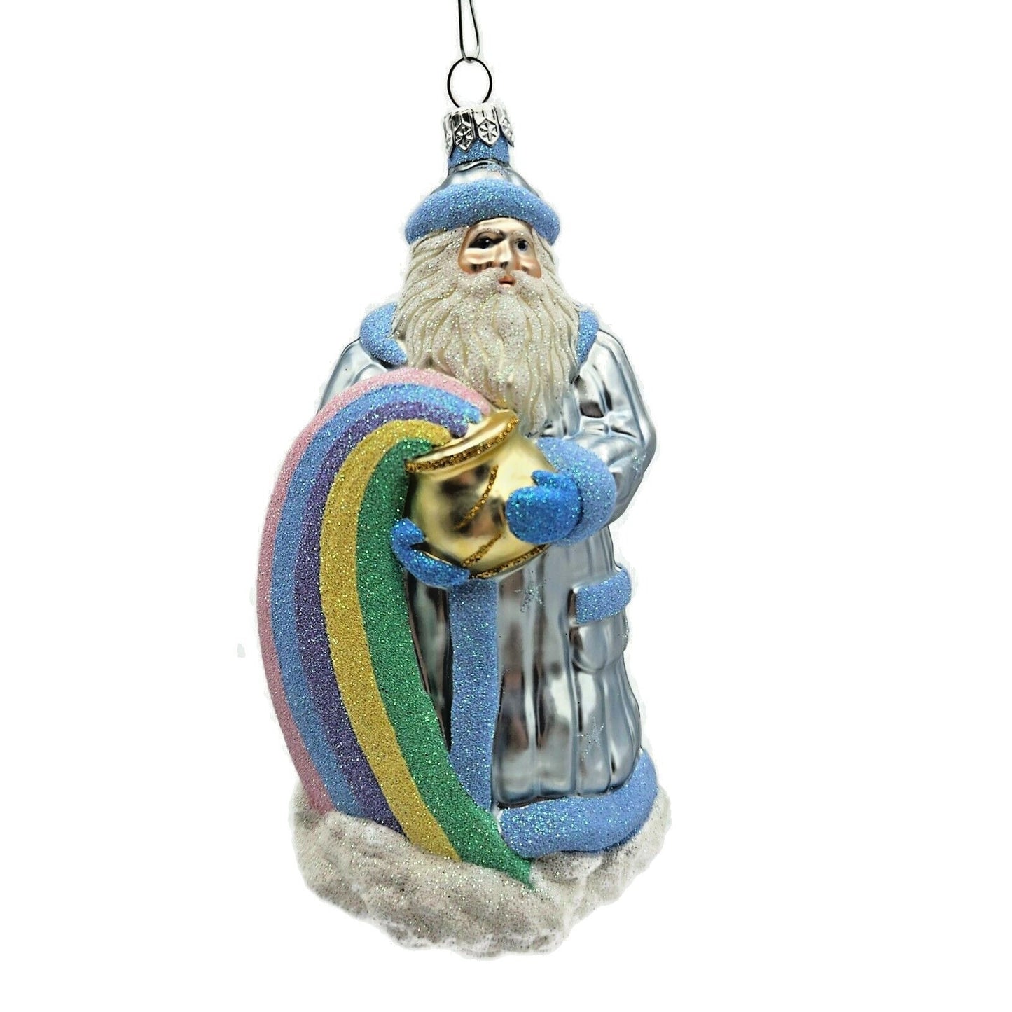 Patricia Breen Rainbow Santa Claus Pastel Stars Spring Christmas Tree Ornament