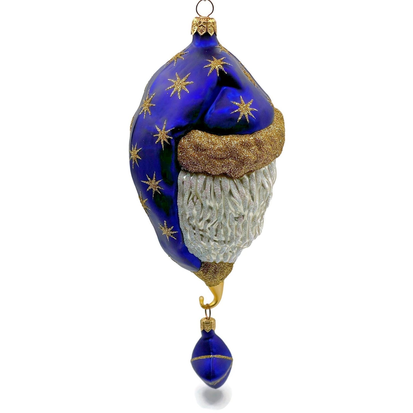 Patricia Breen Goodnight Santa Head Purple Gold Stars Christmas Tree Ornament