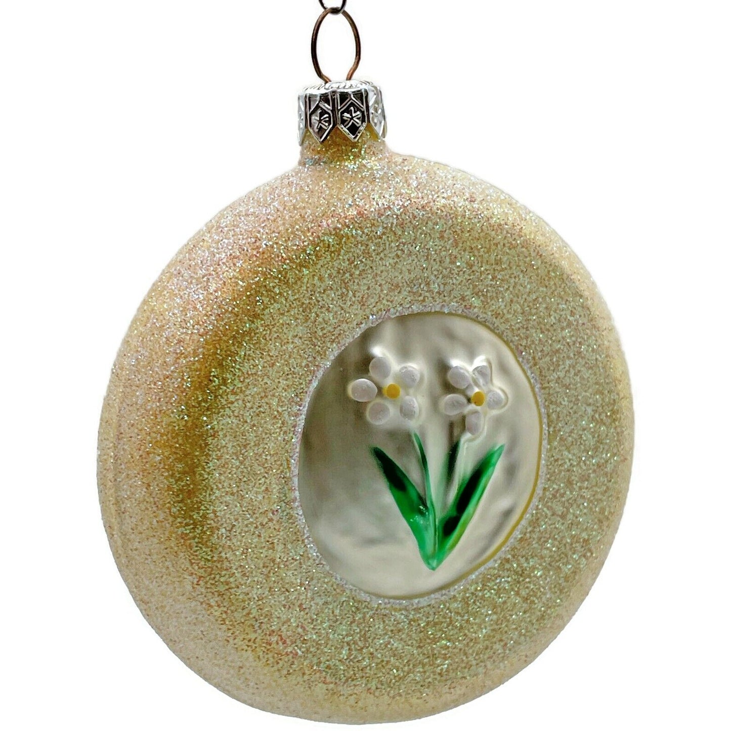 Patricia Breen Dish and Spoon Yellow Painted Flowers Christmas Tree Ornament