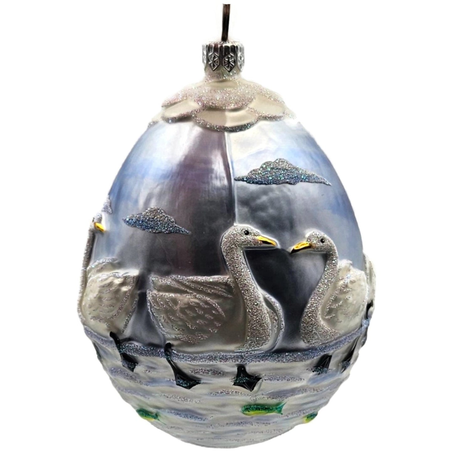 Patricia Breen Seven Swimming Swans Birds Pearl Blue 12 Days Christmas Ornament