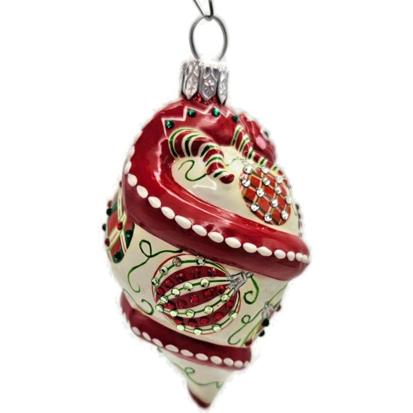 Patricia Breen Topping Chameleon Winter Striped Holly Christmas Tree Ornament